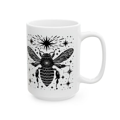 Celestial Bee Mug | Cosmic Insect 15oz Ceramic Coffee Cup | Witchy Art Gift