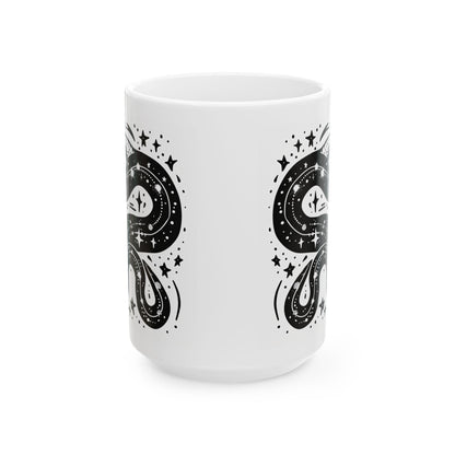 Celestial Serpent Ceramic Mug | Cosmic Astrology Coffee Cup (15 oz)