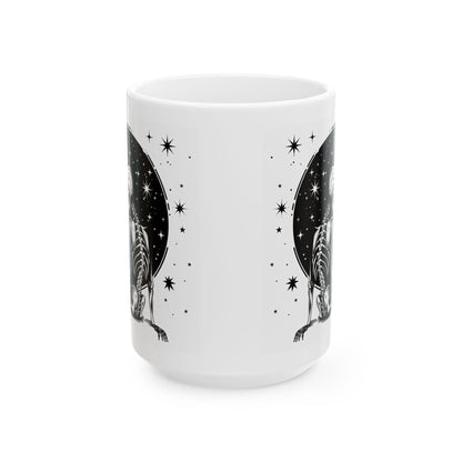 Starlit Skeleton Ceramic Mug | Gothic Celestial Coffee Cup (15 oz)