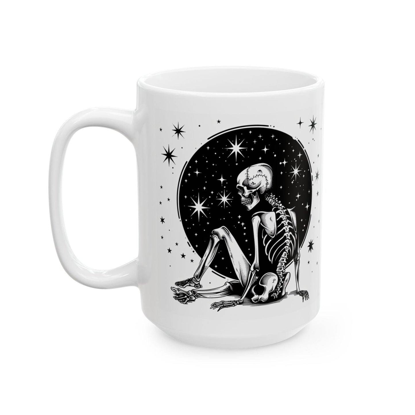 Starlit Skeleton Ceramic Mug | Gothic Celestial Coffee Cup (15 oz)