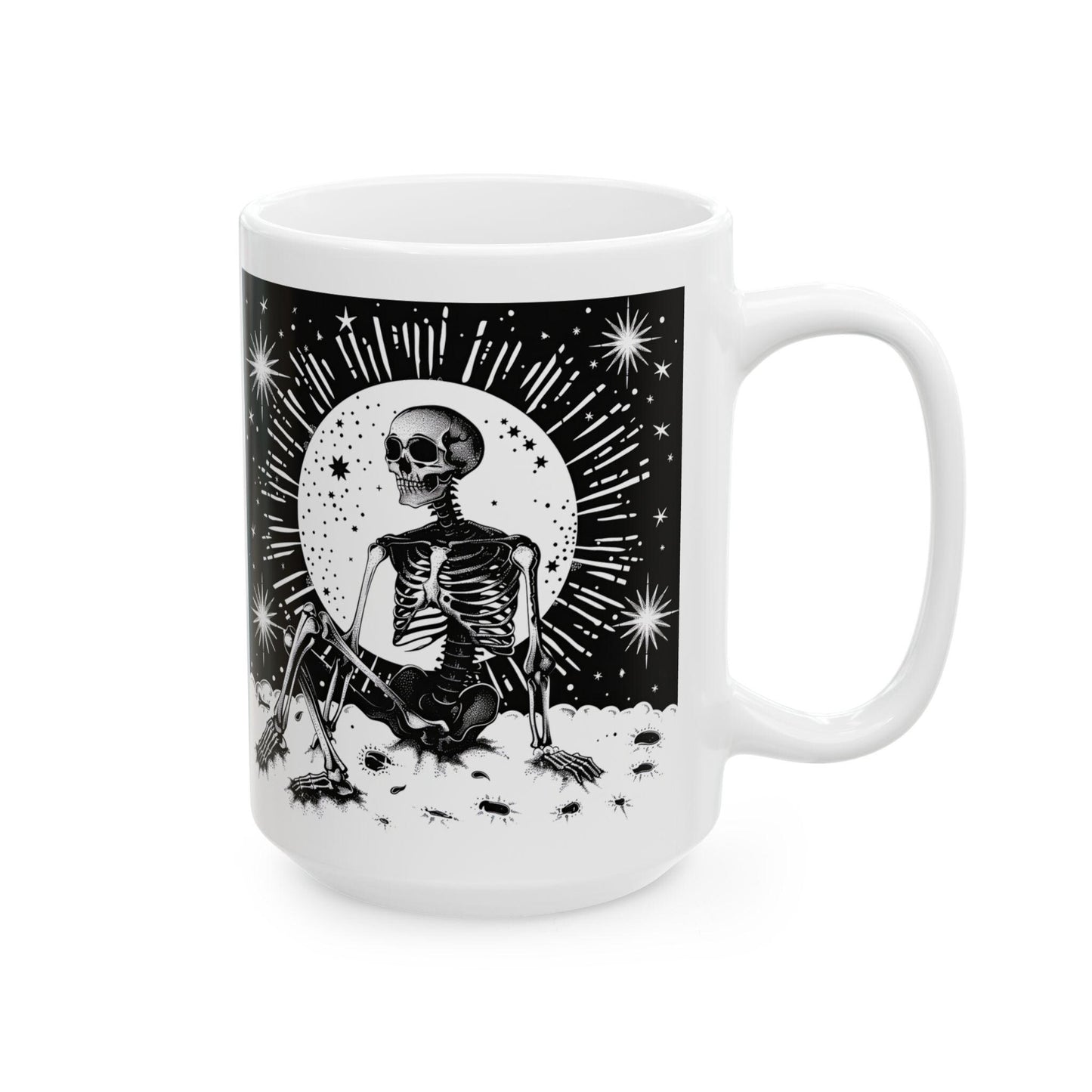Celestial Skeleton Mug | Gothic Moon Cosmic Ceramic Coffee Cup
