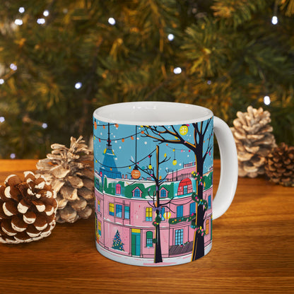 Christmas Village Mug | Festive City Street Ceramic Coffee Cup (15 oz)