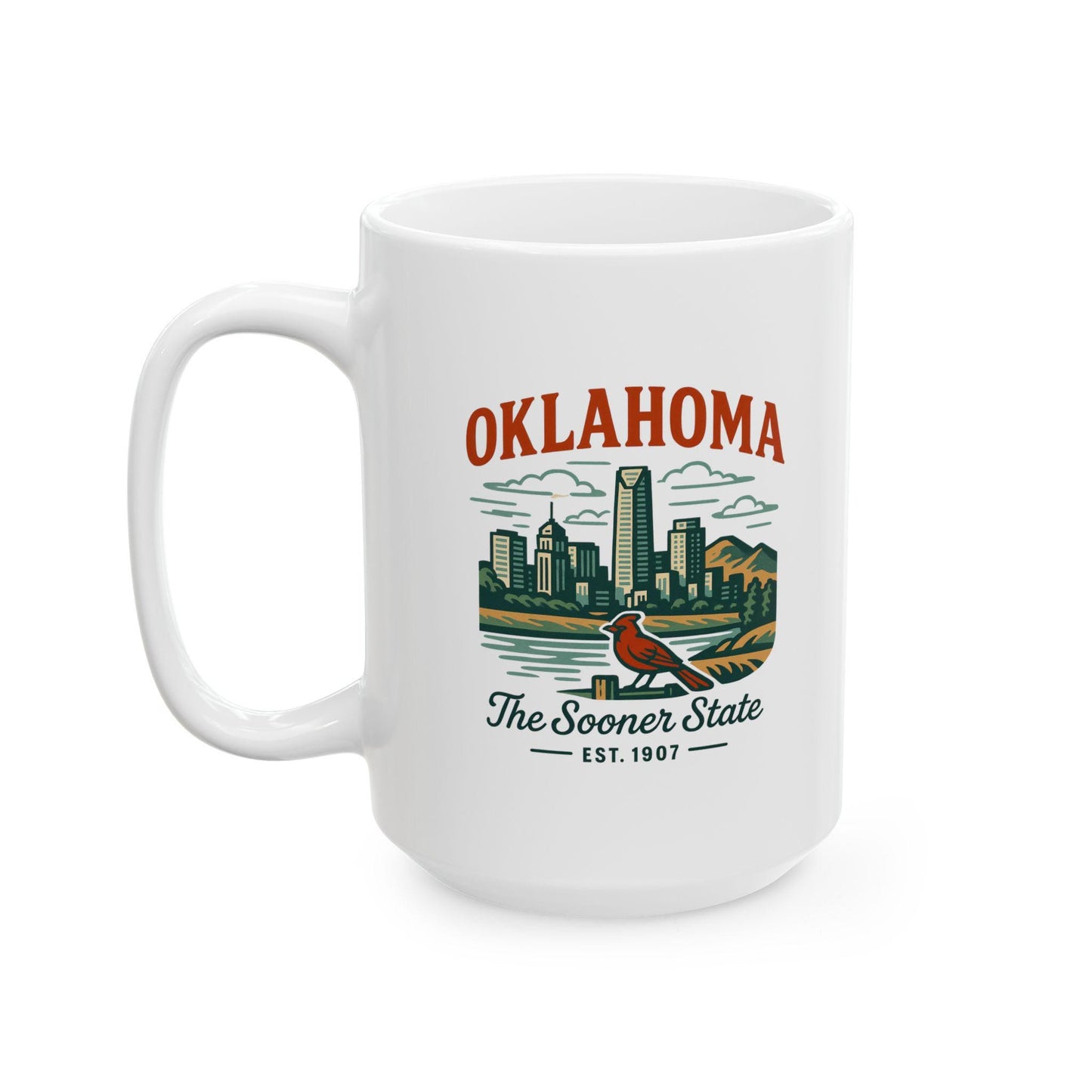 Oklahoma Skyline Mug | The Sooner State Ceramic Coffee Cup | Vintage Travel Gift