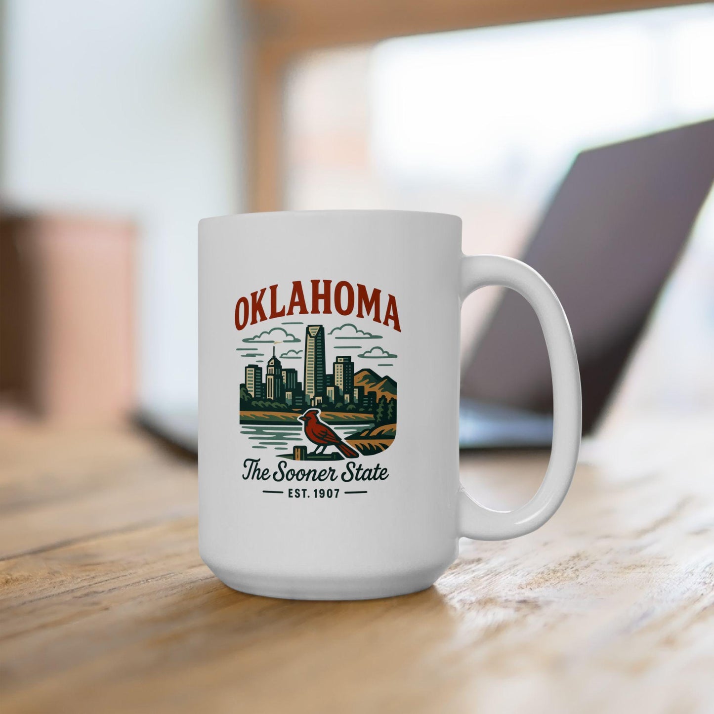 Oklahoma Skyline Mug | The Sooner State Ceramic Coffee Cup | Vintage Travel Gift