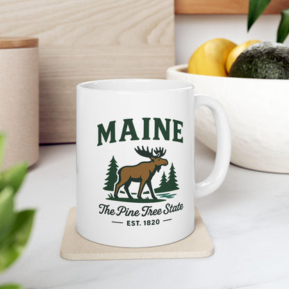 Maine Moose Ceramic Mug | The Pine Tree State Coffee Cup