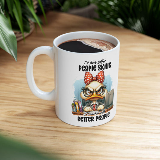 Funny Office Mug | Sarcastic Duck, 15 oz Ceramic Coffee Cup