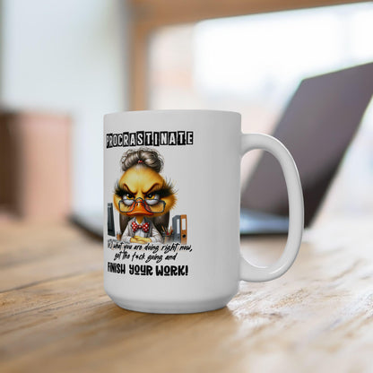 Funny Office Mug | Procrastinate Finish Work | 15 oz Ceramic Coffee Cup