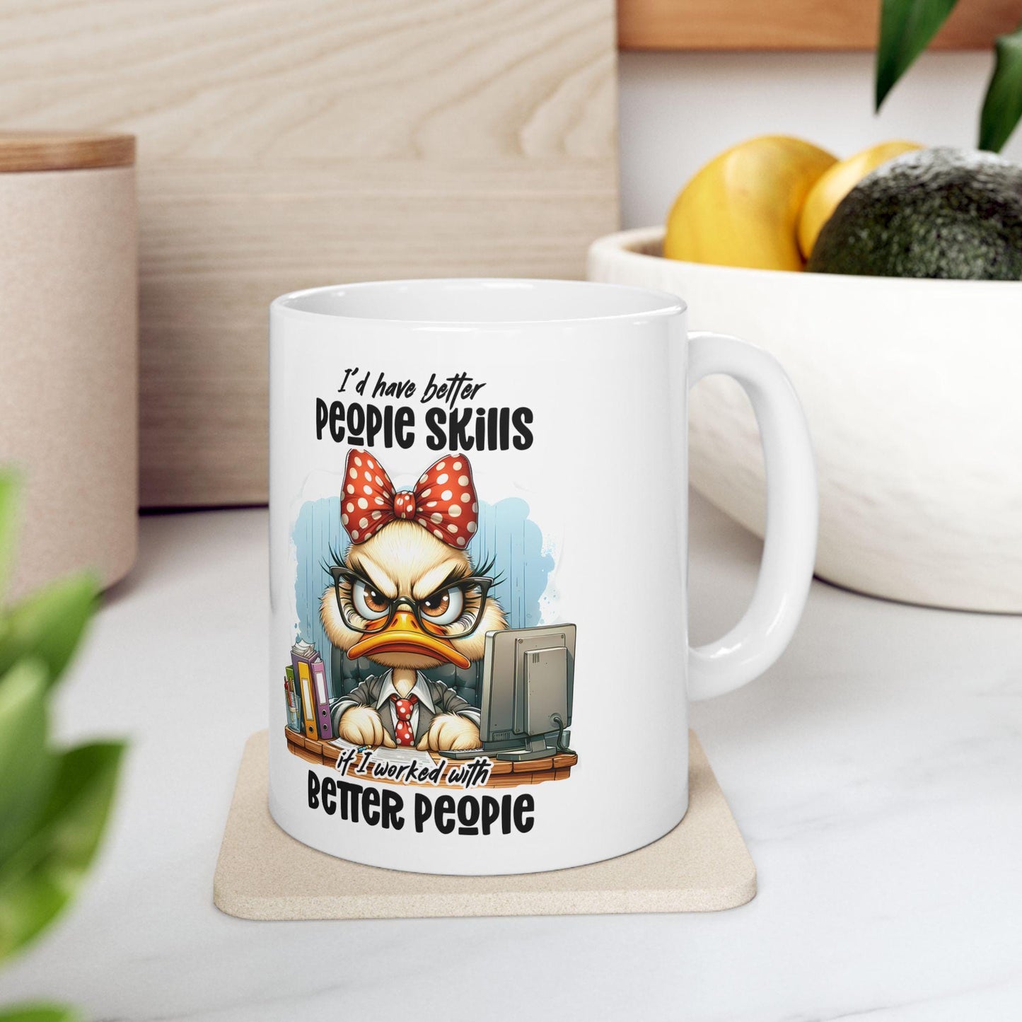 Funny Office Mug | Sarcastic Duck, 15 oz Ceramic Coffee Cup