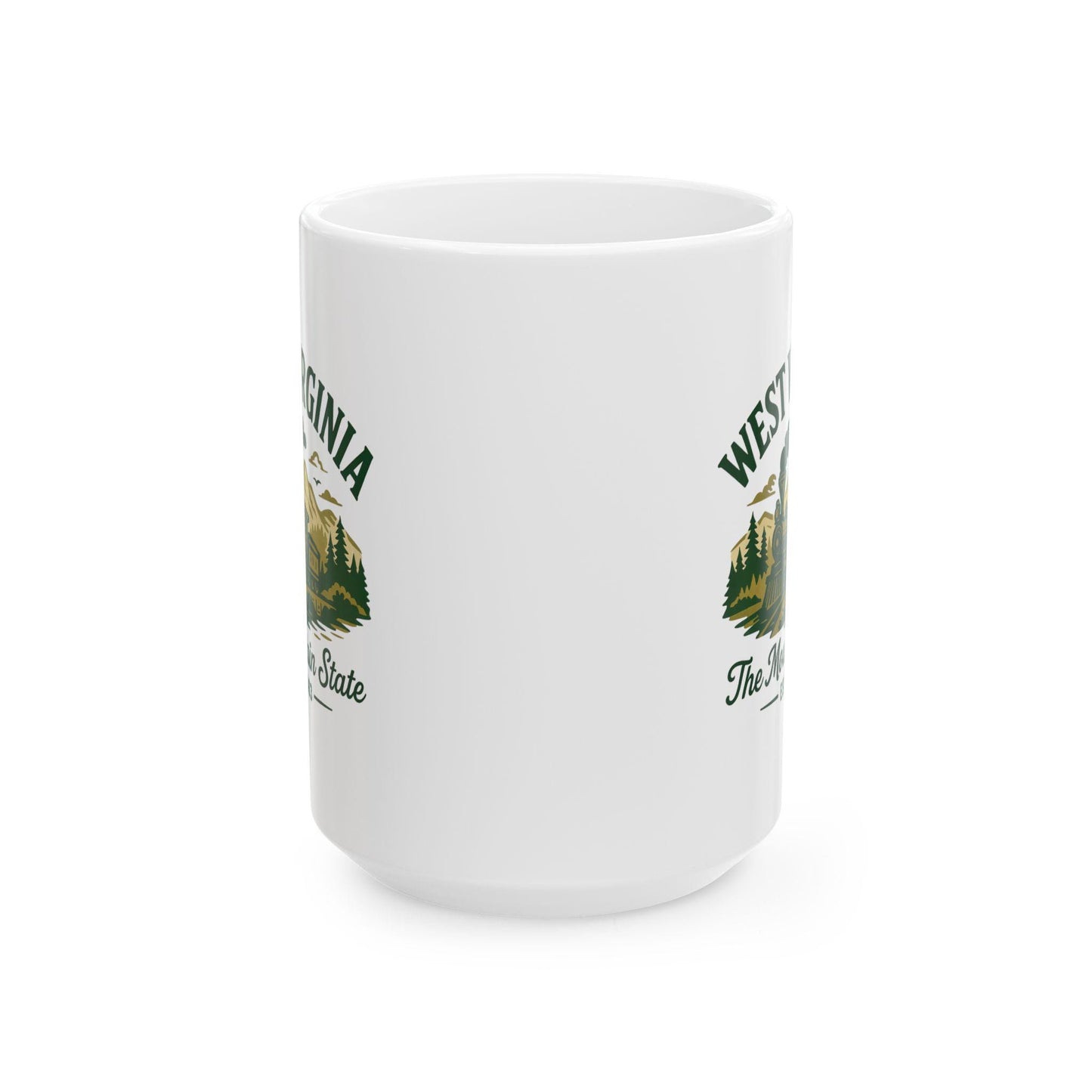 West Virginia Mountain State Train Mug | 15oz Ceramic Coffee Cup