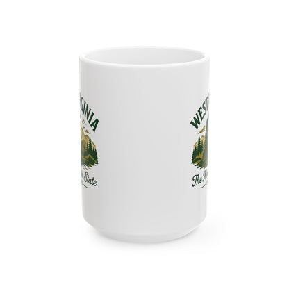 West Virginia Mountain State Train Mug | 15oz Ceramic Coffee Cup