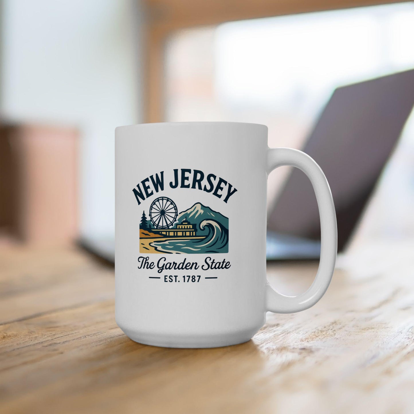 New Jersey Garden State Mug | Boardwalk Wave Ceramic Coffee Cup