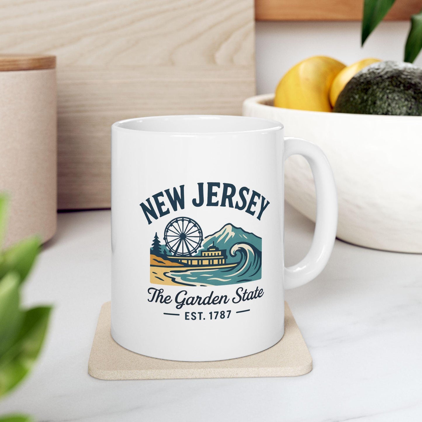 New Jersey Garden State Mug | Boardwalk Wave Ceramic Coffee Cup