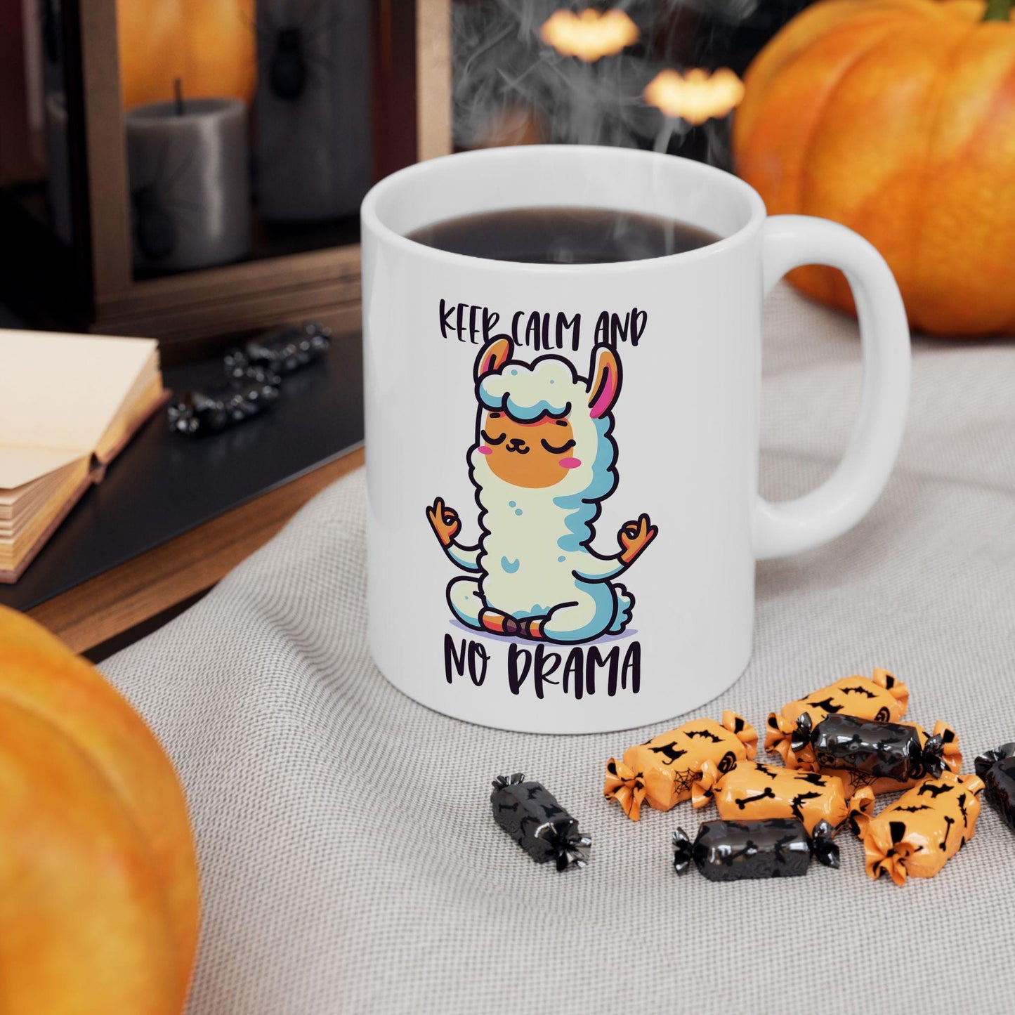 Funny Llama Mug | Meditating Llama, Zen Coffee Cup, 15oz Ceramic (Dishwasher Safe)