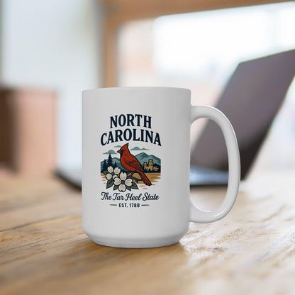 North Carolina Cardinal Mug | Tar Heel State Ceramic Coffee Cup (15oz)