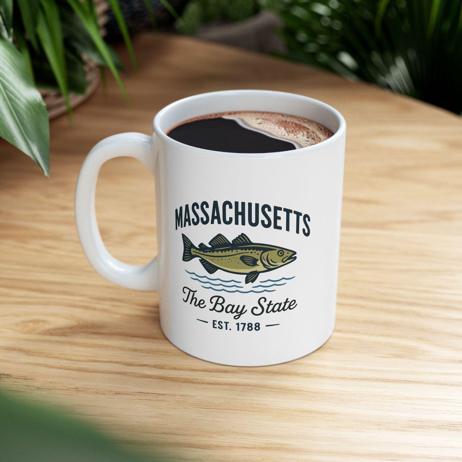 Massachusetts Bay State Fish Mug | Coastal New England Ceramic Coffee Cup