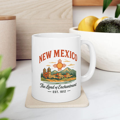 New Mexico Land of Enchantment Ceramic Mug | Southwest Desert Coffee Cup (15oz)
