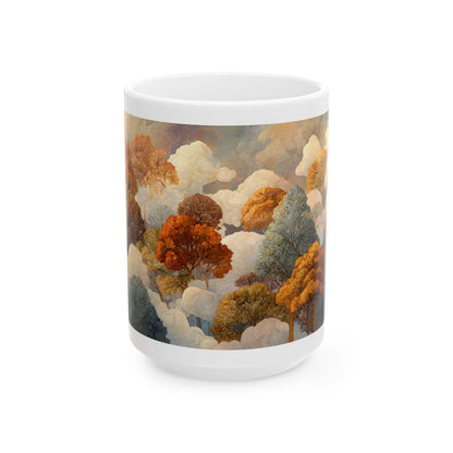 Artistic Autumn Forest Ceramic Mug | Dreamy Cloud Nature Coffee Cup
