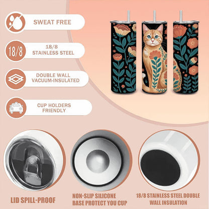 20oz Straight Stainless Steel Tumbler with Straw（Made in USA)